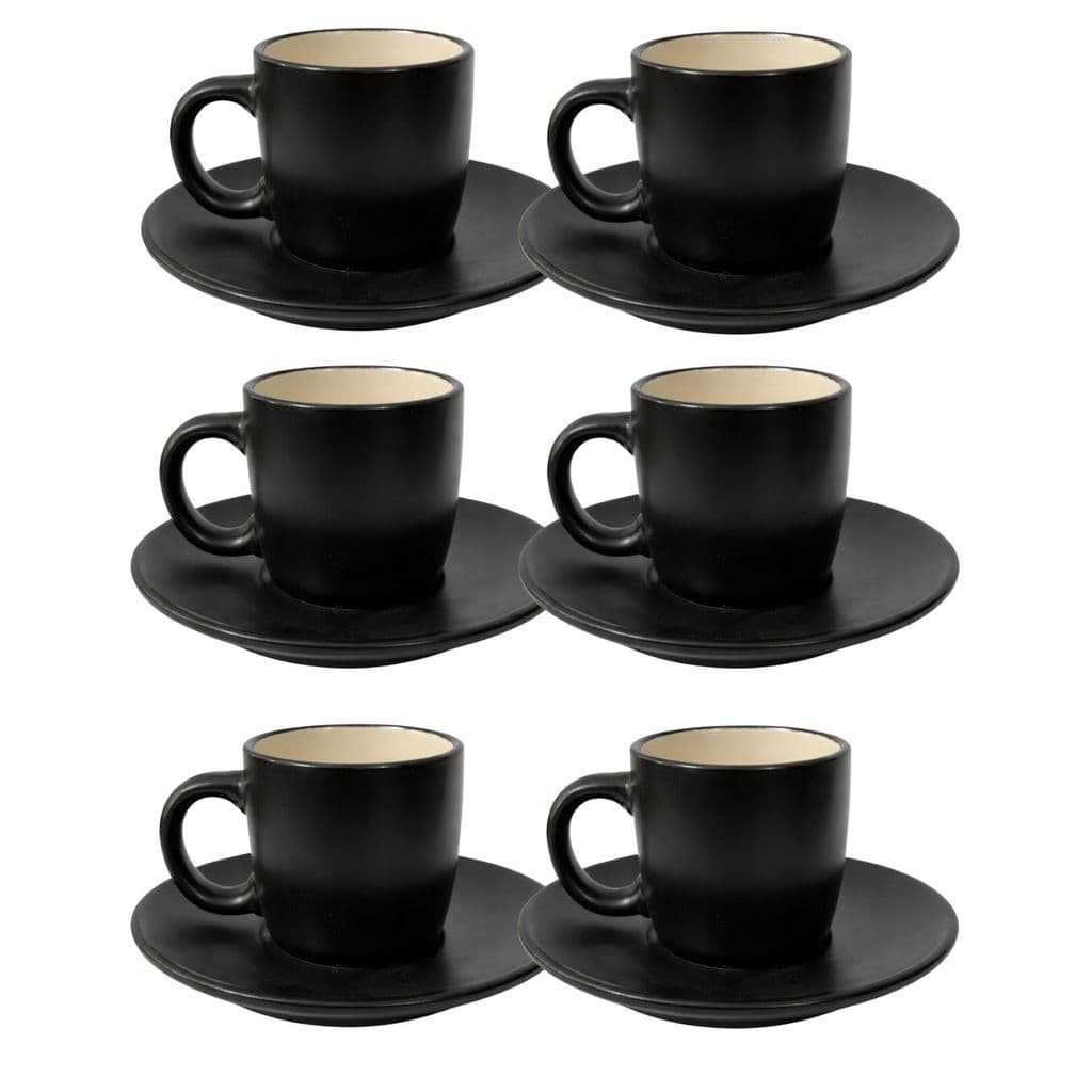 JOGO 6 XICARAS CAFE PIRES CERAMICA DENNY PRETO 130ML CANECA