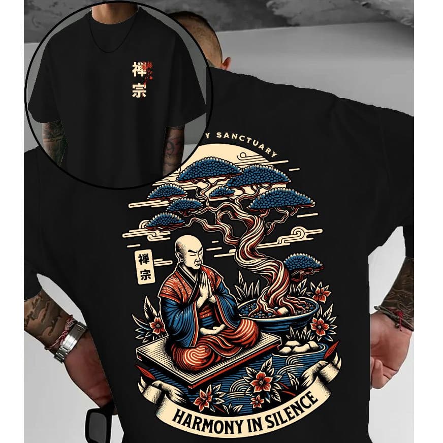 Camisa camiseta t shirt 100% algodão casual streetwear masculina estilosa estampada harmony tokyo