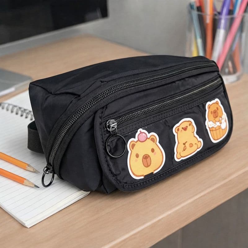 Estojo de Lápis Bolsinha Organizacional Escolar desenho de Capivara