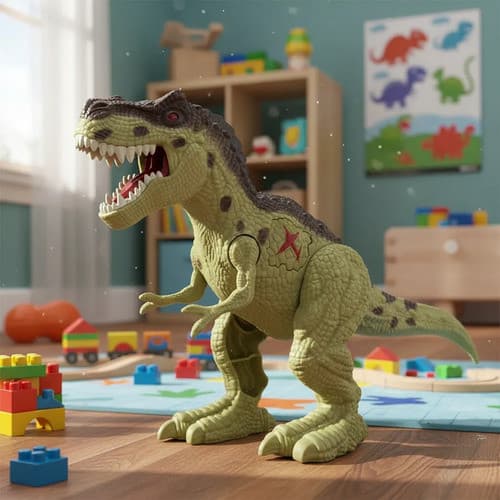 2 Dinossauro Brinquedo Grande Bonito Luz Som Rugido Selvagem Dino Marrom
