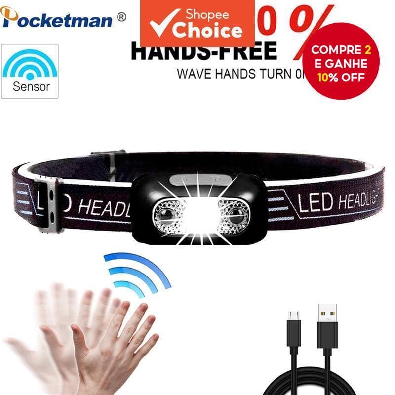 Mini Sensor De Movimento Humano Recarregável Com Farol LED , Portátil E À Prova D'água , Adequado Para Camping Escalada