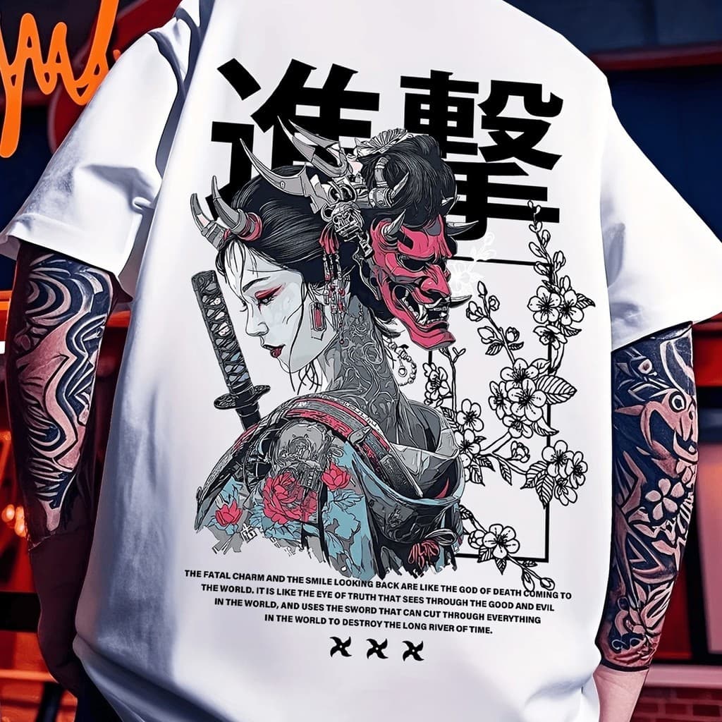 Camiseta de algodão puro Samurai Spirit Camisa Blusa Unissex Masculino Feminino 100% Algodão Street wear Plus Size
