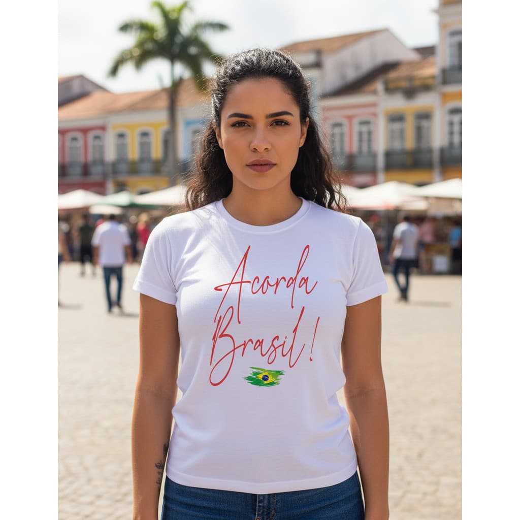 Camiseta Baby Look feminina Nikolas Acorda Brasil Plus Size