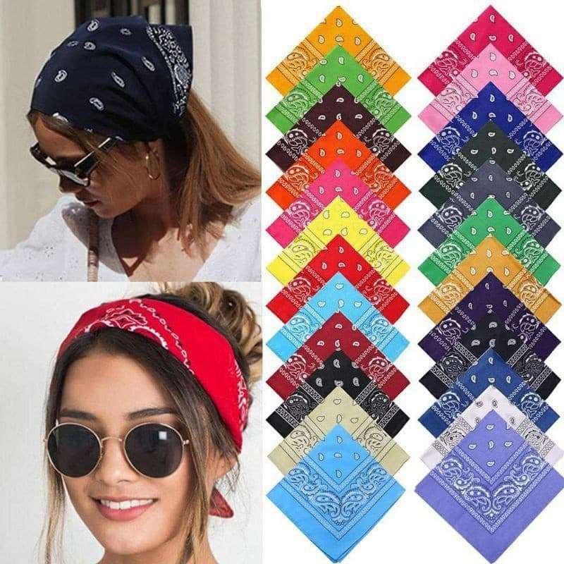 1 Bandana Lenço de Cabeça Lenço Estampada Várias Cores Moda Rock Unissex Vibe Hippie