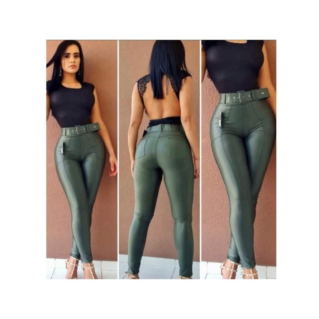 Calça Feminina Skinny Cintura Alta Blogueira Tecido Cirrê Calça Cirrê Com Cinto - Promoção