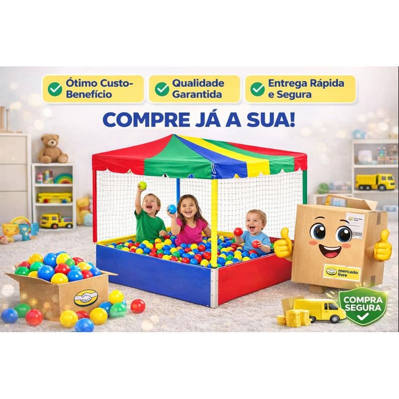 Piscina De Bolinhas Infantil 1,50x1,50 Grande Colorida