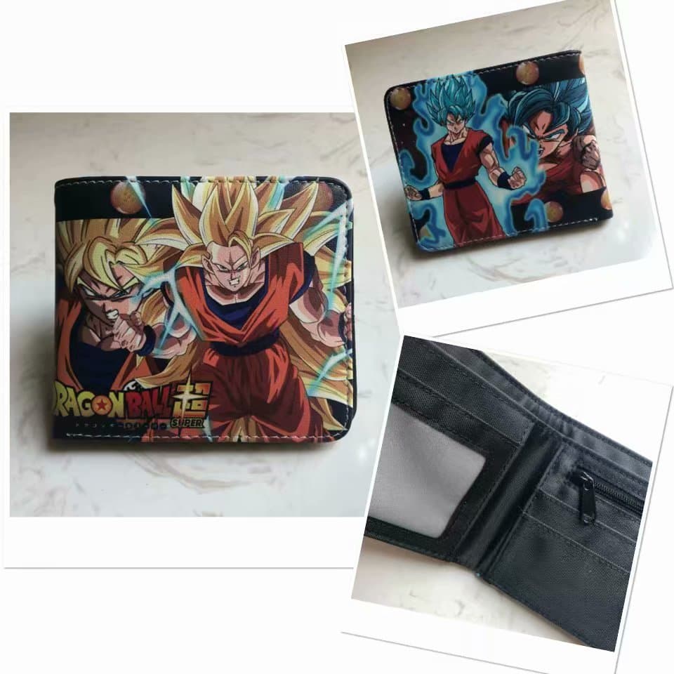 Carteira masculina WRND Carteira masculina porta cartão Dragon Ball Goku Saiyan carteira de presente de aniversário
