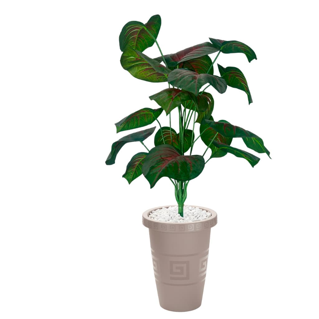 Planta Caladium Artificial Com Vaso 30cm Kit Completo 90cm