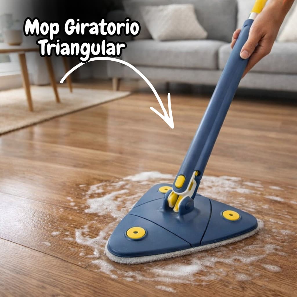 Mop Triangular De Limpeza Giratorio 360 Graus Com Refil Facil Manuseio Secagem Rapida