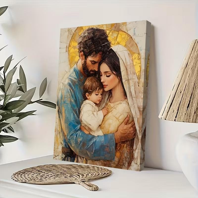 Quadro Decorativo Artístico Sagrada Família Cores Suaves