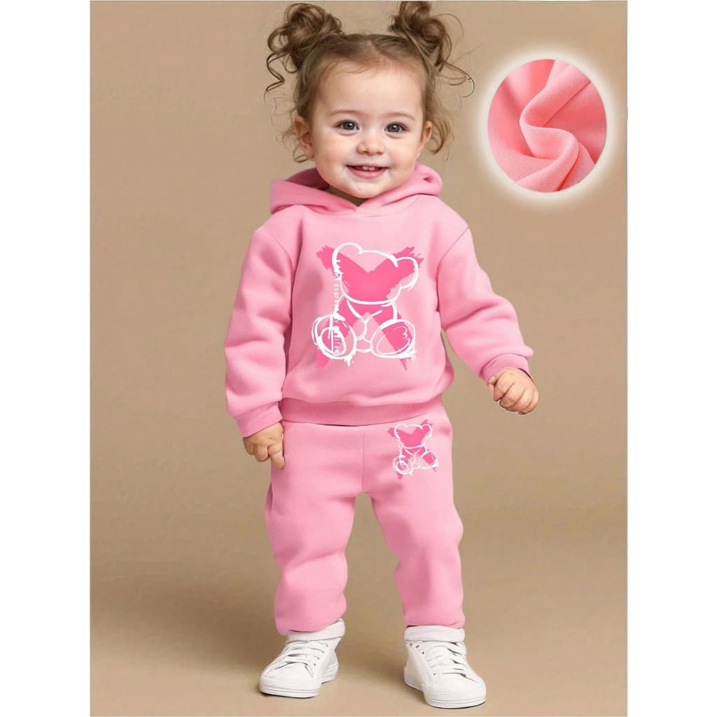 Conjunto Infantil Moletom Com Capuz Calça Blusa De Frio Menina 511