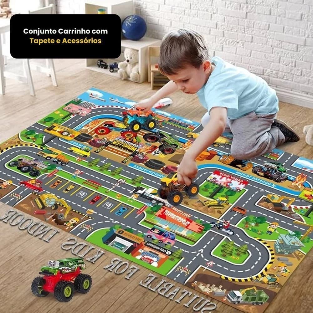 Kit carrinho infantil tapete cidade acessórios estimula imaginação bebê brinquedo educativo