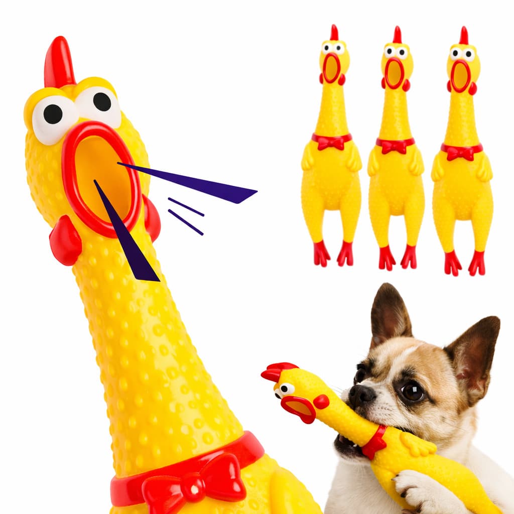 Frango de Plástico Brinquedo Galinha para Cachorro Pet Mordedor com Apito Som Grito Diversos T