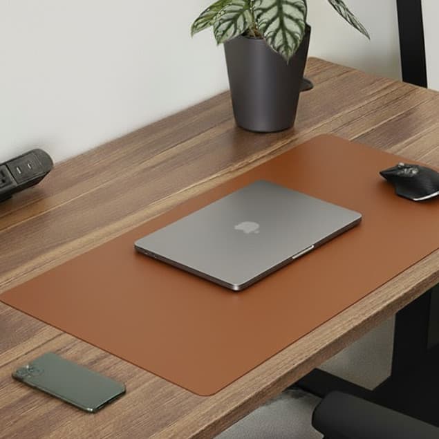 Mousepad Desk Pad Extra Grande Office 65x32 Cor Caramelo Sintético Dupla Face