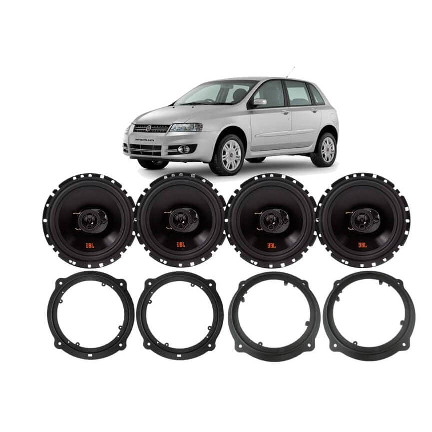 Kit 04 Alto Falantes Jbl P/ Fiat Stilo + 04 Aros Adaptadores