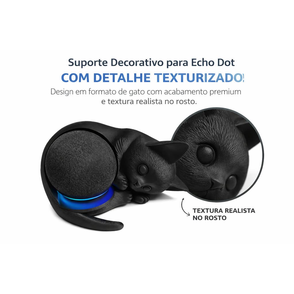 Suporte Alexa Gato bebê para Echo Dot 4ª e 5ª Geração | Para Amantes de Gatos | Impressão 3D PLA Premium