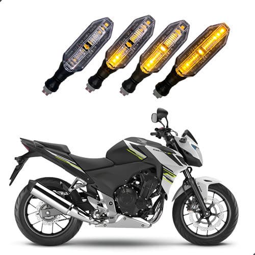 Kit 4 Setas Esportiva P26 Moto Honda Cb600f Hornet 2012 2013 Par Preto