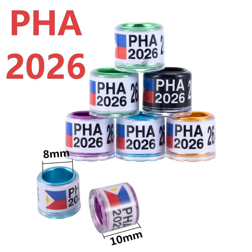 10 Peças 2026 Anel De Pombo 8mm PHA Pé De Alumínio Multicolorido digital