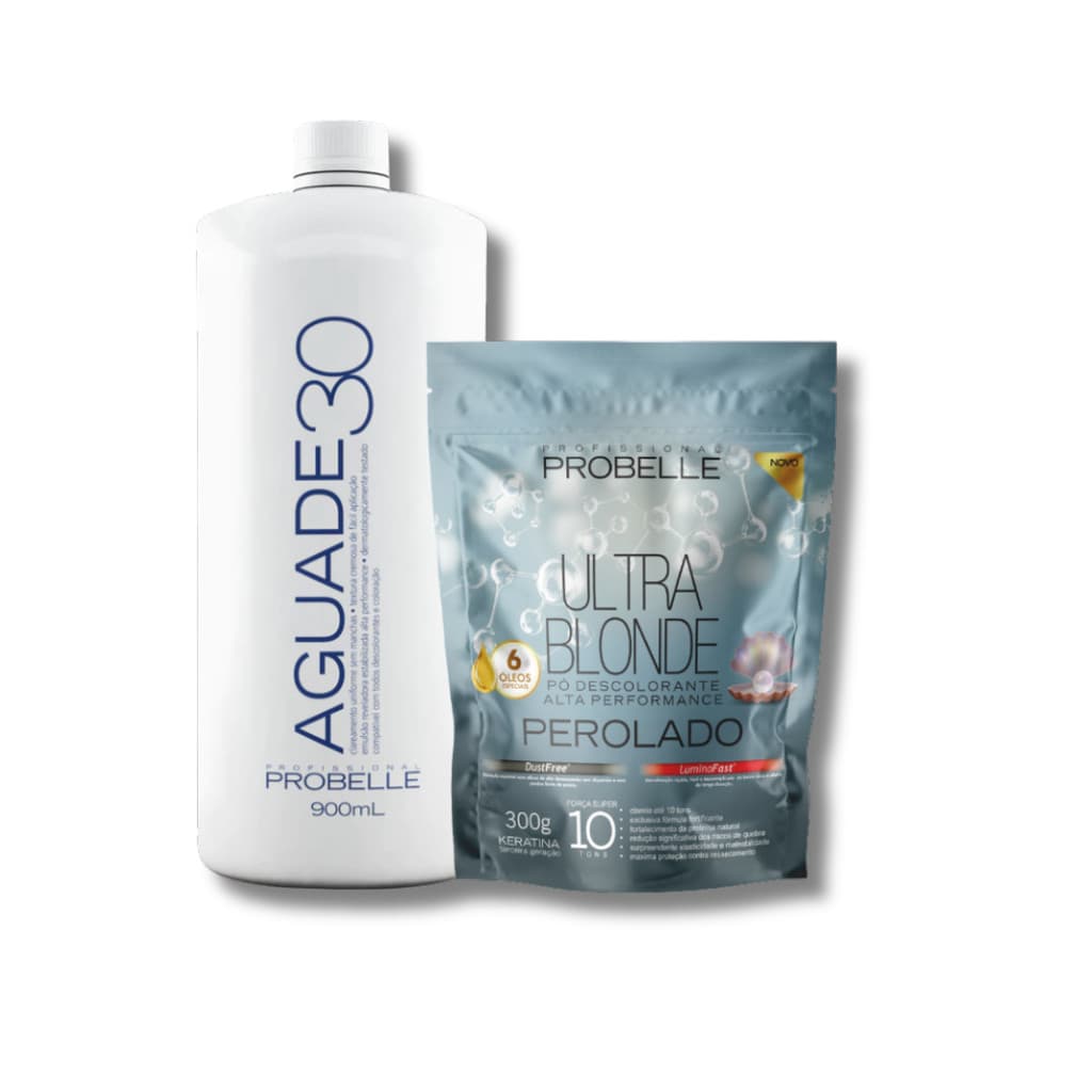 Kit Pó Descolorante Probelle Perolado Ultra Blonde 300g + Água Oxigenada Cremosa 30 vol 900ML Probelle probelle PROMOÇÃO