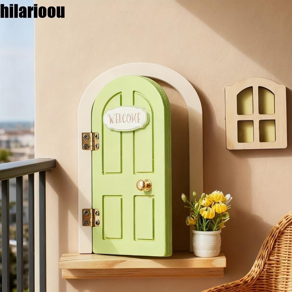 HILARIOOU Decorações Para Casa De Bonecas , Mini Porta Que Brilha No Escuro , Janela , Fada , Elfo , Buraco Engraçado Mo