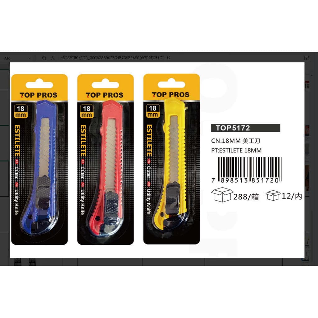 Estilete Cutter 18mm | Made in China, Kit com Refis de Lâminas, Uso Versátil