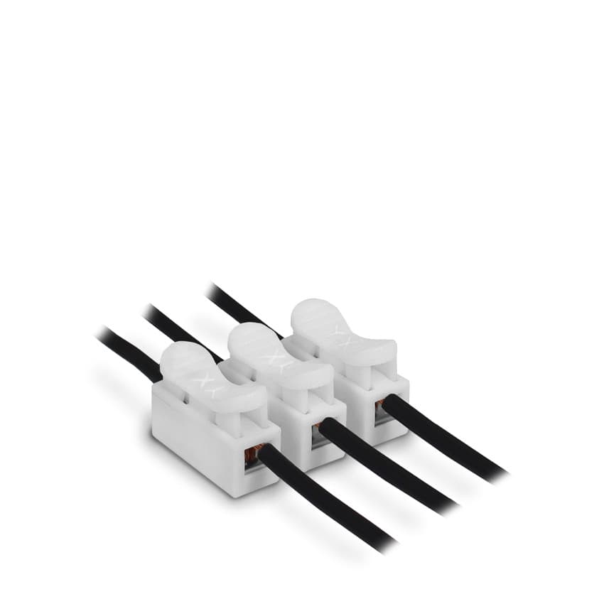 Kit 500 Conector Emenda Borne Mola Fita Led Ch3 10a 3 Vias Branco