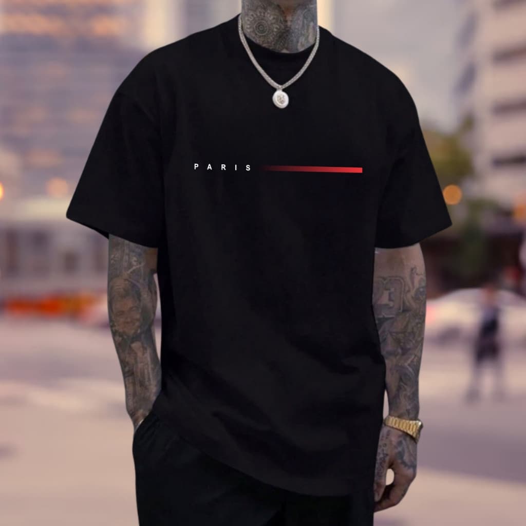 Camiseta Casual Unissex Básica Slim Masculina T-Shirt 100% Algodão 30.1 Camisa Paris Masculina