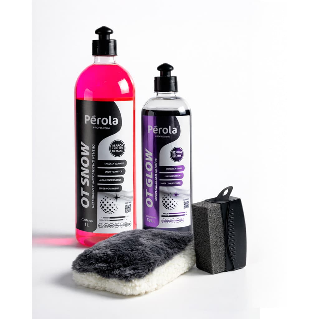 Kit Lava Carro Pérola OT Snow 1L + OT Glow + Aplicador