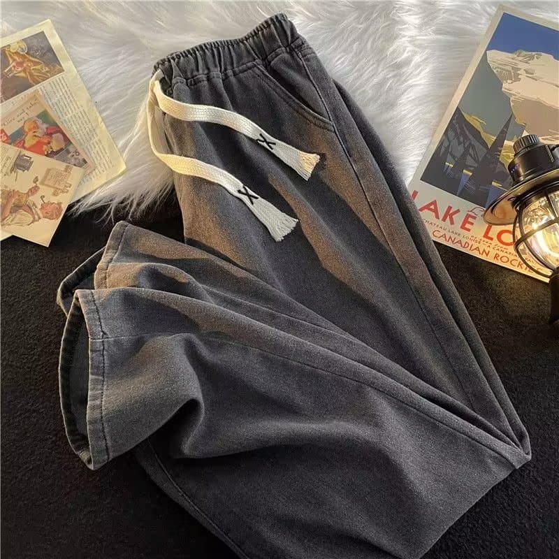 Guangzhou Shintang Jeans Masculino Verão Street Wear Preto Cinza All-Match Solto Casual Calças Compridas Estudante Largo