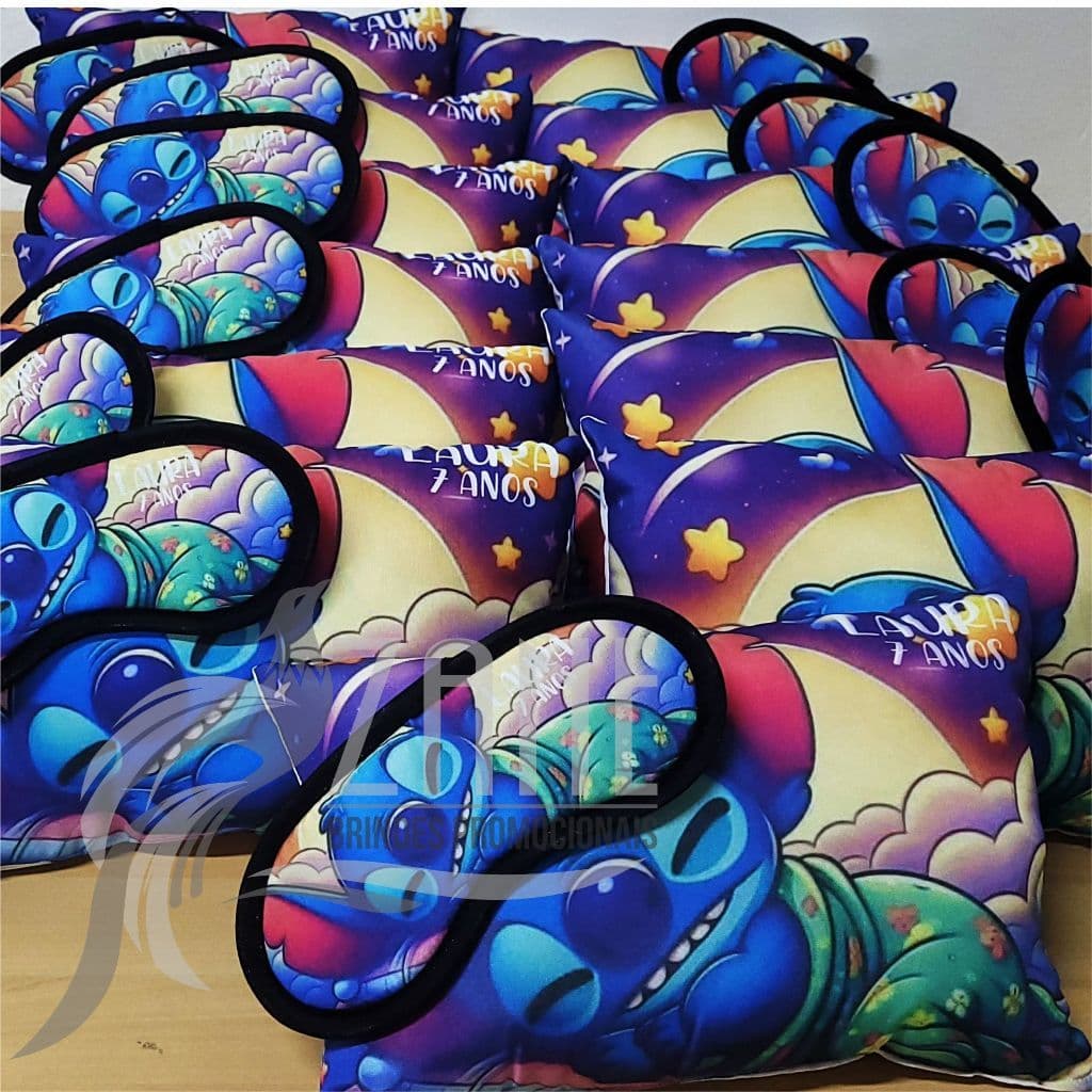 20 Almofadas e Tapa Olho Stitch Personalizado Lembrancinha Aniversário Batizado Congresso Festa do Pijama Naninha