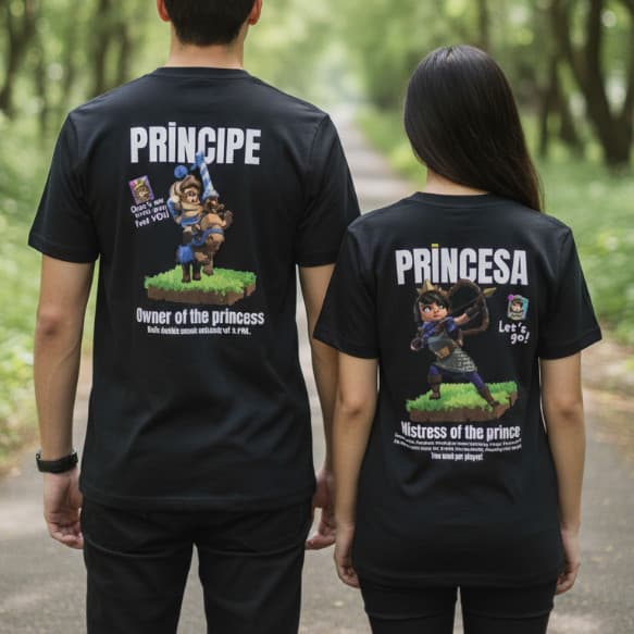 Kit 2 Camisetas Casal Clash Royale Gamer Malha Algodão 30.1 Premium - Onlyone