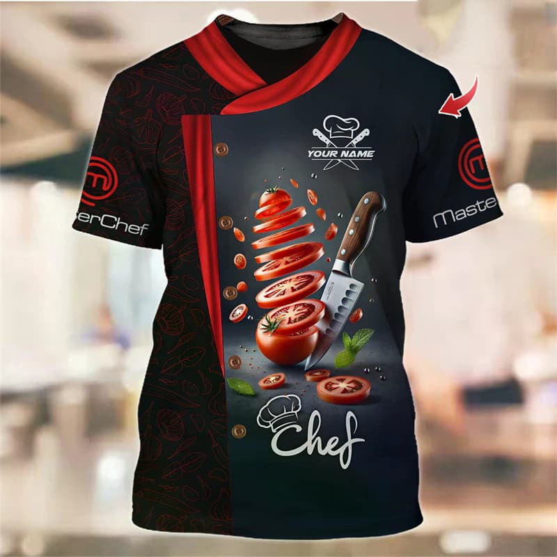 Chef Trabalho Camiseta Para Homem Engraçado Personalidade Padrão O-Pescoço T Camisas Impressão 3D Moda Na Cozinhar Unifo