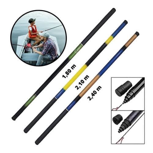 Kit de Pesca 3 Varas Telescópica Retrátil Lisa 40% Carbono Super Leve 1,80m 2,10m E 2,40 Metros