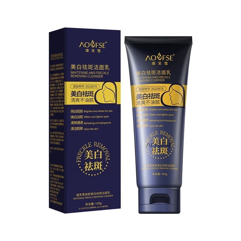 Aofuxue clareamento remoção de sardas limpador limpeza profunda iluminar o tom da pele refrescante transparente limpeza