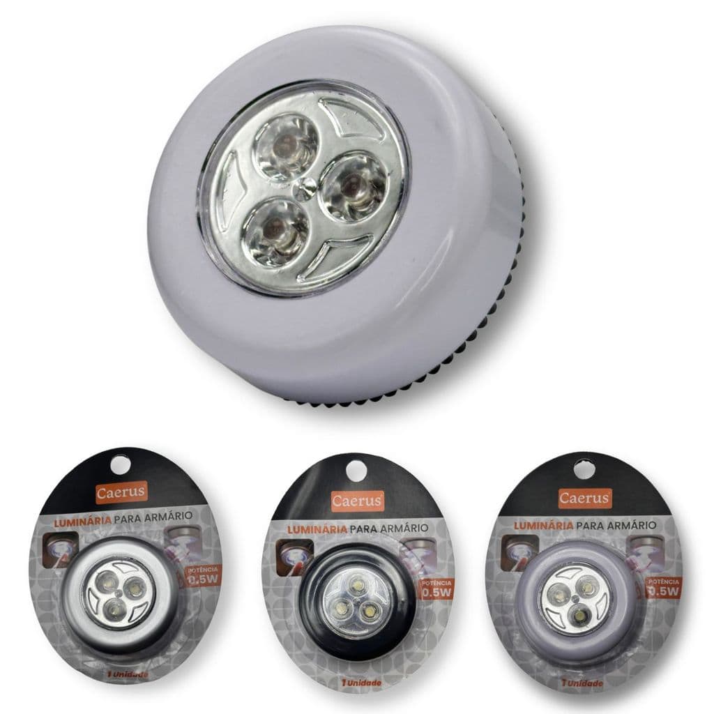 Kit 2 Luminária de Led Plástico Armário Guarda Roupas Pilha