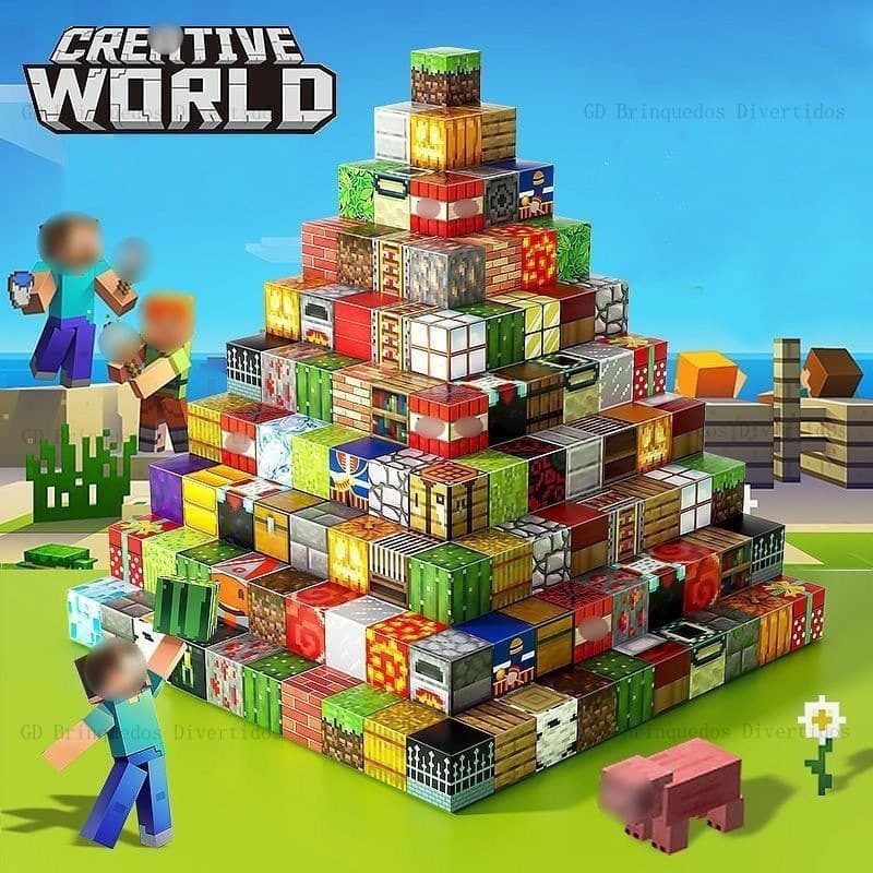 Blocos Magnéticos 100/200 Peças - Jogo de Montagem Educativo, Brinquedo Infantil Presente Aniversário Estoque Pronto