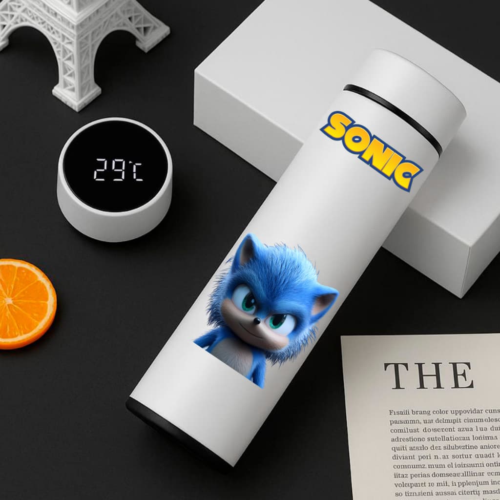 Garrafa Térmica Inox Sonic 500Ml Com Termometro Led Digital Infantil