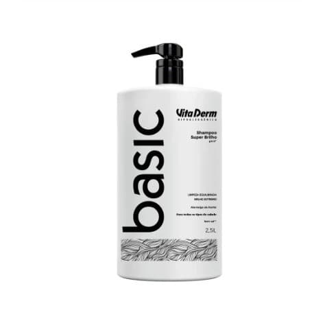 Shampoo Profissional Basic Super Brilho 2,5L Vita Derm – Limpeza Equilibrada, Hidratação e Maciez