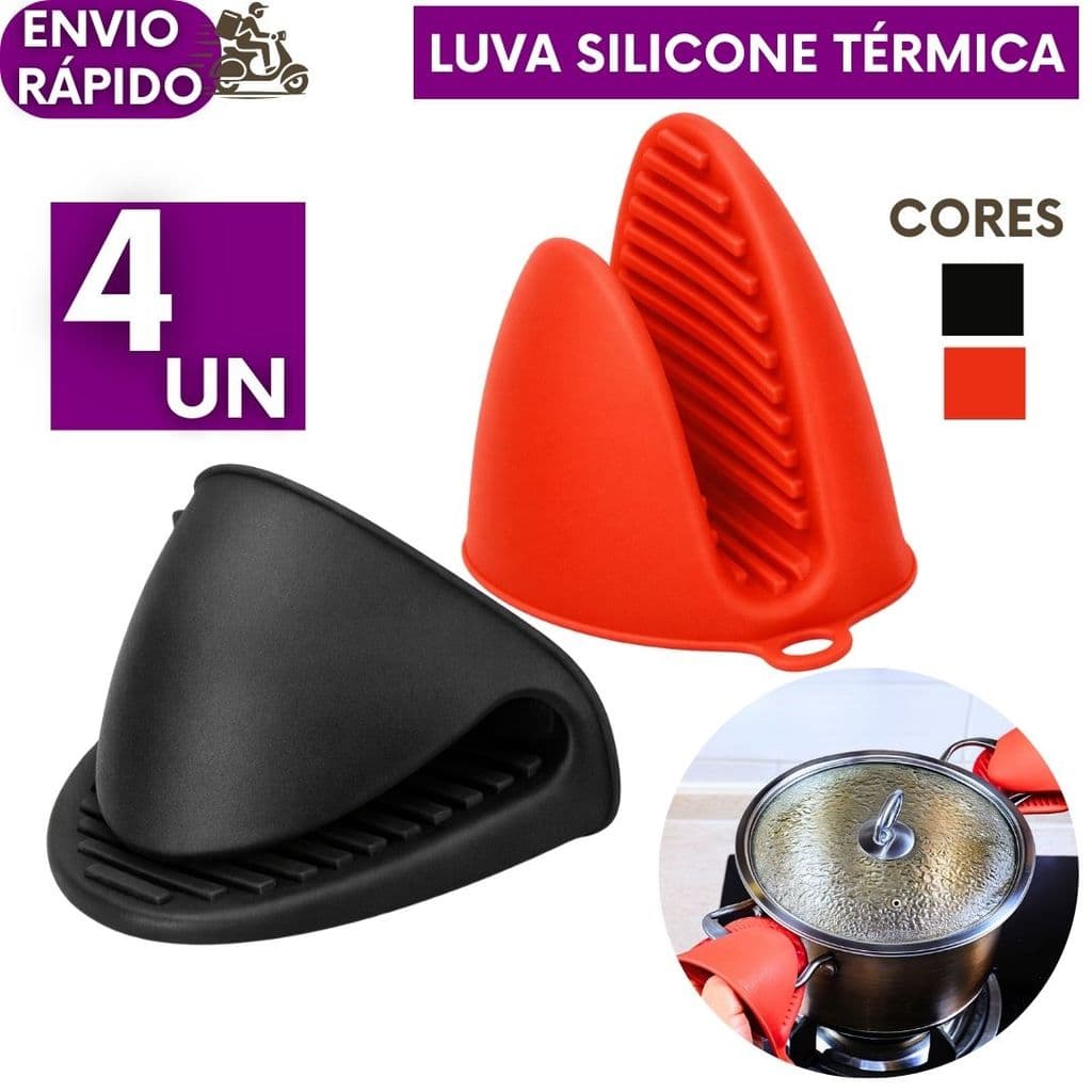 Kit 4, 3 ou 2 Luva Silicone Térmica Bico De Pato Pegador De Panela Quente Forno Air Fryer Formas Assadeiras Cozinha