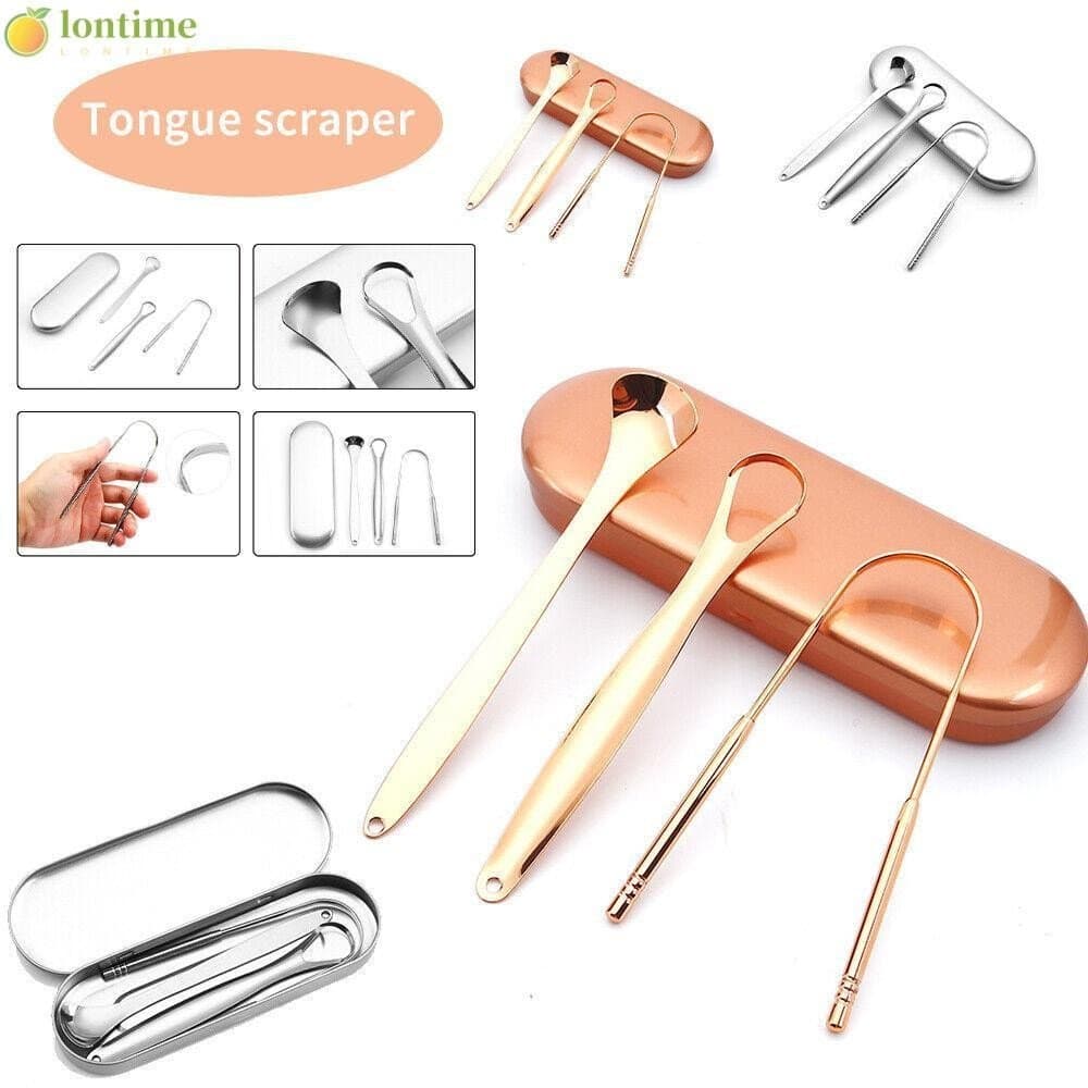 LONTIME 3pcs Raspador De Língua , Limpadores De Aço Inoxidável , Ferramenta Oral De Limpeza De Hálito Fresco Para Cuidad