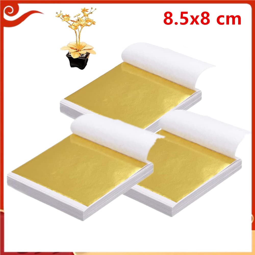 300 peças de papel de folha de ouro de imitação embalado individualmente para pintura, artesanato banhado a ouro, decora