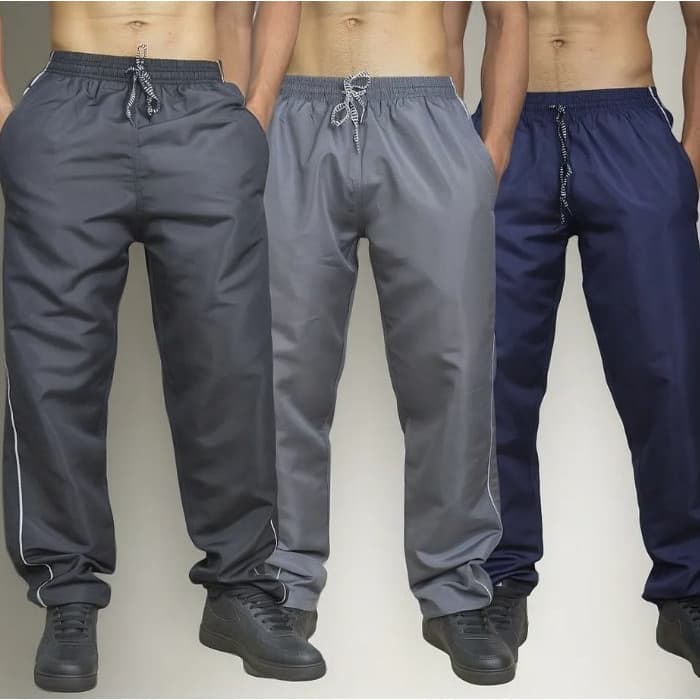 Kit 3 ou 2 Calças Masculinas Com 3 Bolços Cintura Ajustável Tactel P ao G3 Plus Size