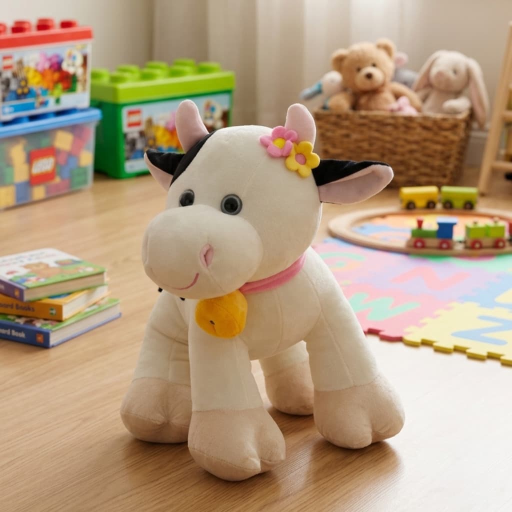 Vaca Penélope Pelúcia Macia 30cm Antialérgica Decoração Presente Brinquedo Infantil