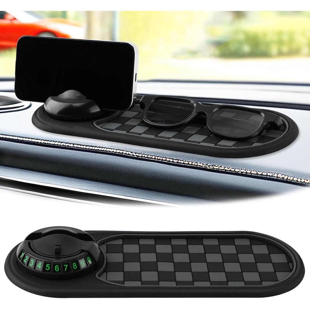 Tapete Antiderrapante Multifuncional para Carro, Suporte para Celular no Painel do Carro, Tapete Antiderrapante com Supo