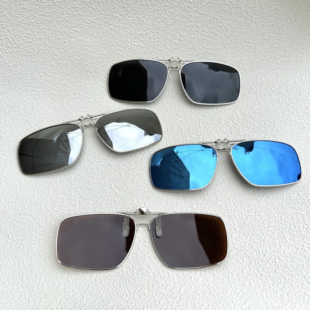 Óculos de sol quadrados clipe masculino armação de Metal invisível Flip-Up óculos de sol clipe feminino ao ar livre pára
