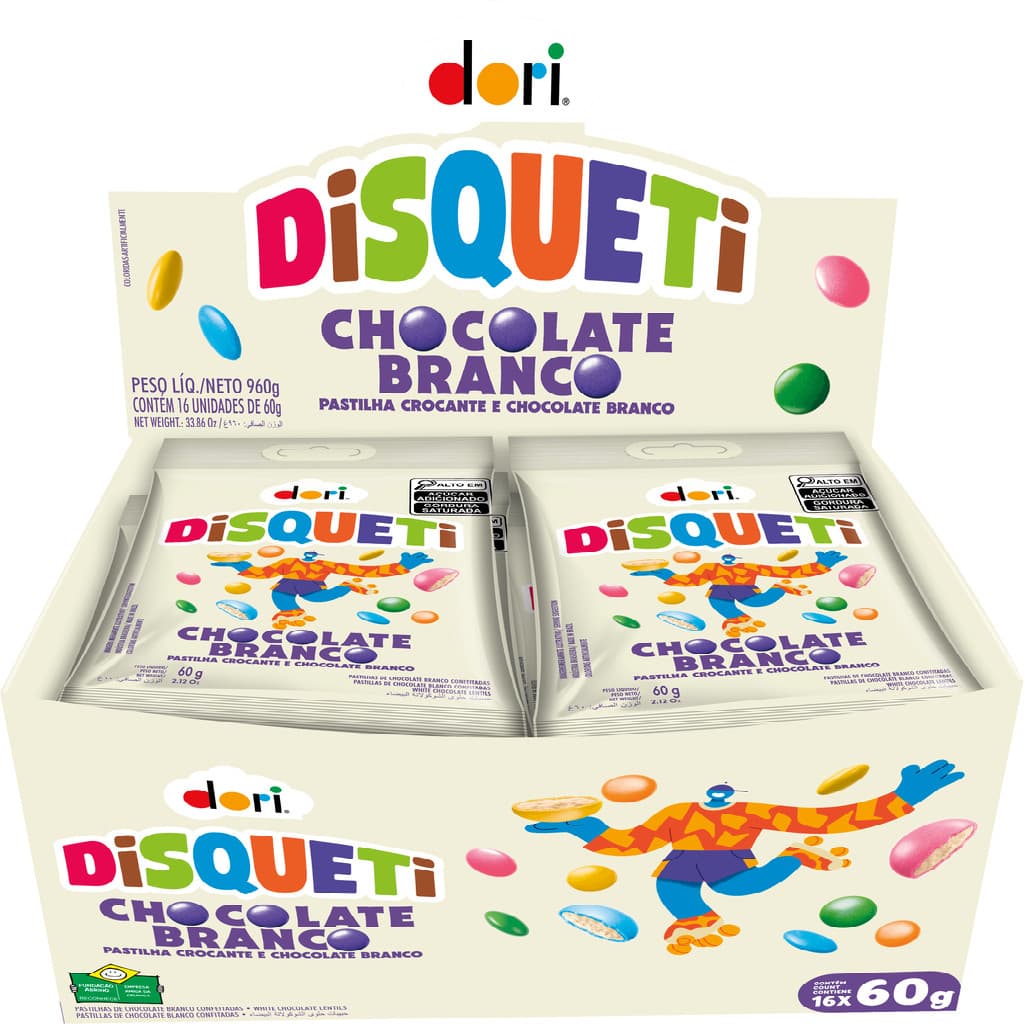 Display Disqueti Chocolate branco 16x60g - Dori (16032)