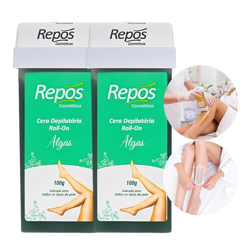 Kit 2 Refil Cera Depilação Roll On Depilatória Algas Repós 100g