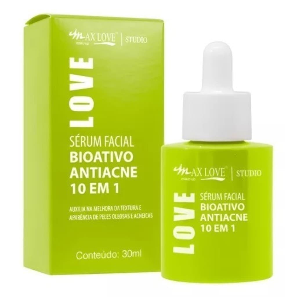 Sérum Bioativo Antiacne 10 em 1 Max Love 30ml – Controle da Oleosidade e Ação Secativa