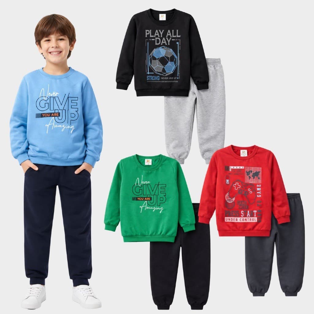 Kit Sortido 4 ou 6 Peças Moletom Roupa De Bebê Menino Infantil Inverno Masculino Conjunto Frio