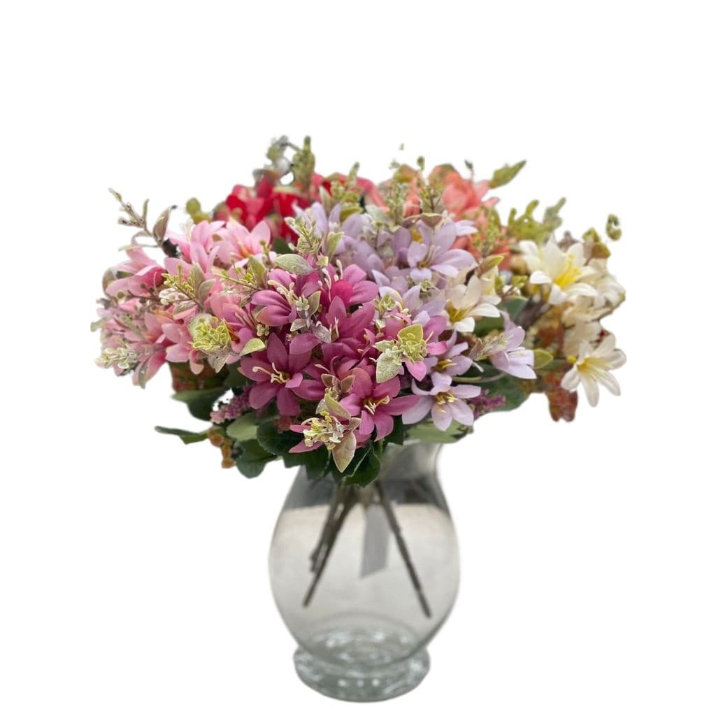 Buquê de Flores Artificiais 32cm com 5 Ramos Coloridas para Decoração Simples/0085